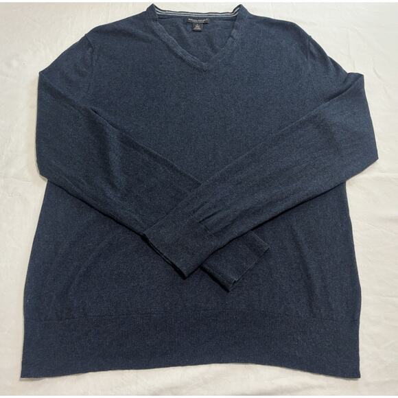 Banana Republic Luxury Blend V-Neck Silk Cashmere Sweater Blue Mens Size Large - Picture 3 of 9